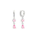 Adelaine drop huggies Pink/silver - Smoothie London - Sterling Silver