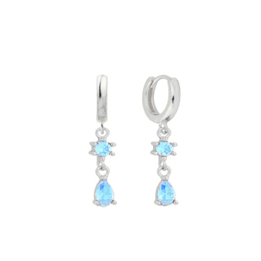 Adelaine drop huggies Silver/blue - Smoothie London - Sterling Silver