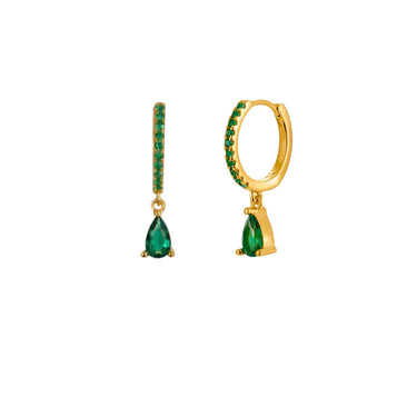 Amalfi Drop Huggies Green/Gold - Smoothie London - Sterling Silver