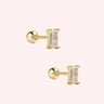 Baguette studs gold/clear - Smoothie London - Stainless Steel