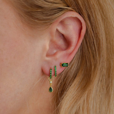 Baguette studs gold/green - Smoothie London - Stainless Steel