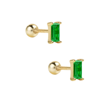 Baguette Studs gold/green - Smoothie London - Stainless Steel