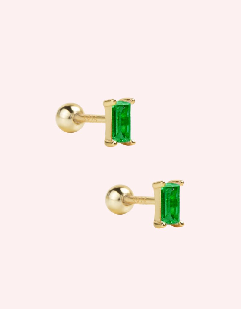 Baguette studs gold/green - Smoothie London - Stainless Steel