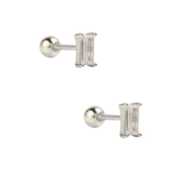 Baguette Studs silver/clear - Smoothie London - Stainless Steel