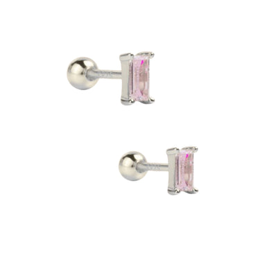 Baguette Studs silver/pink - Smoothie London - Stainless Steel