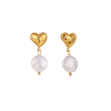 Belle Pearl Heart Studs - Smoothie London - Sterling Silver