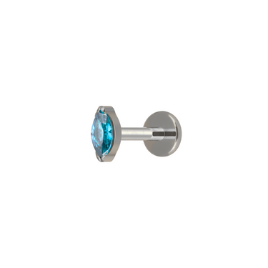 Oval Marquise Flatback Silver/Blue