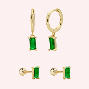 Essential ear party set green/gold - Smoothie London - Sterling Silver