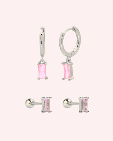 Essential ear party set pink/silver - Smoothie London - Sterling Silver