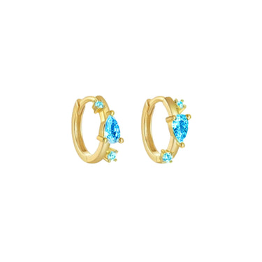 Ethereal huggies gold/blue - Smoothie London - Sterling Silver