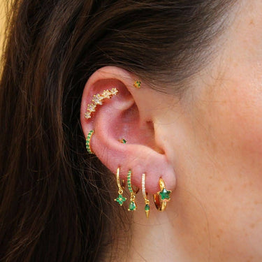 Everyday Ear Party Green/Gold - Smoothie London - Sterling Silver