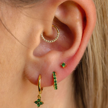 Everyday Ear Party Green/Gold - Smoothie London - Sterling Silver