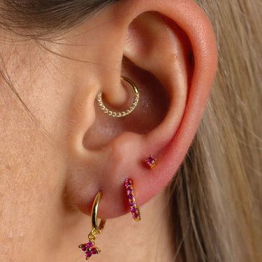 Everyday Ear Party Raspberry/Gold - Smoothie London - Sterling Silver