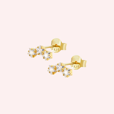 Gorgeous crystal stud earrings crafted from gold-plated sterling silver, adorned with sparkling gemstones for an elegant touch. These timeless studs feature secure closures and high-quality materials, perfect for adding a touch of luxury to any ensemble