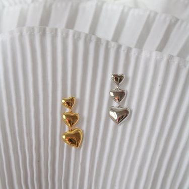 Melting heart studs gold - Smoothie London - Sterling Silver