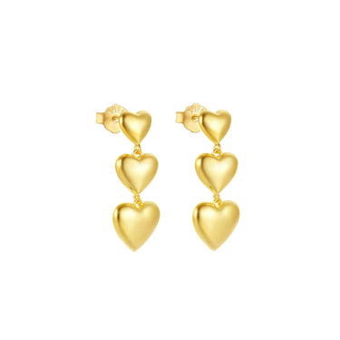 Melting heart studs gold - Smoothie London - Sterling Silver