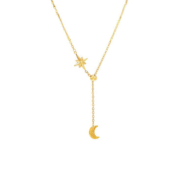 Moon star necklace gold - Smoothie London - Sterling Silver