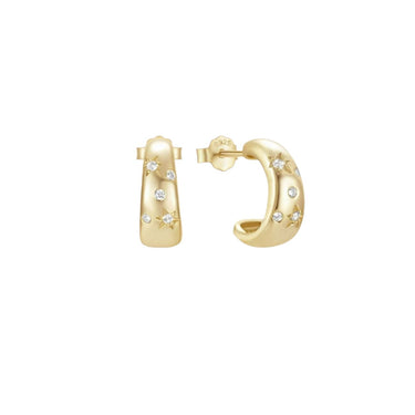 Gorgeous crystal stud earrings crafted from gold-plated sterling silver, adorned with sparkling gemstones for an elegant touch. These timeless studs feature secure closures and high-quality materials, perfect for adding a touch of luxury to any ensemble