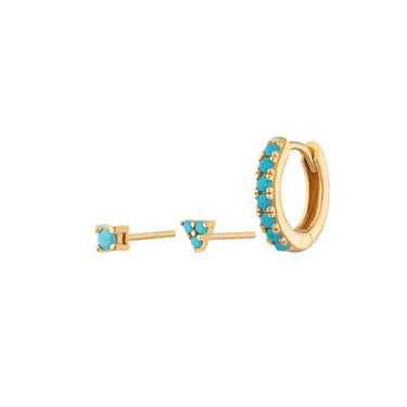 Everyday Ear Party Aqua/Gold - Smoothie London - Sterling Silver