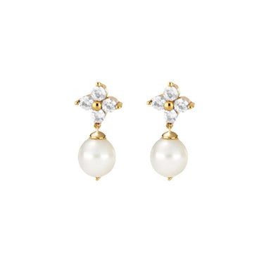 Lucky charm pearl studs gold - Smoothie London - Sterling Silver